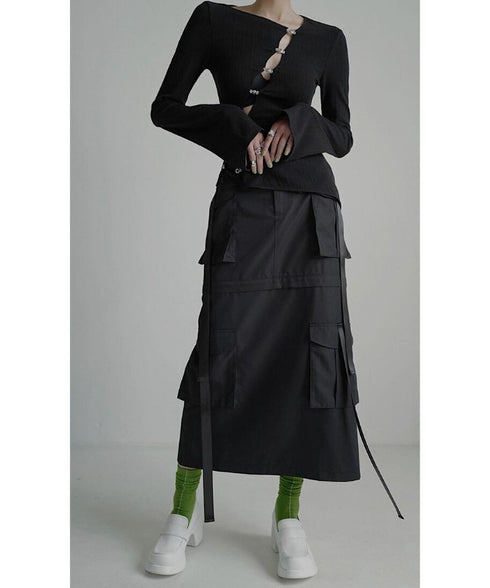 Asymmetric Cut-Out Hook Cardigan